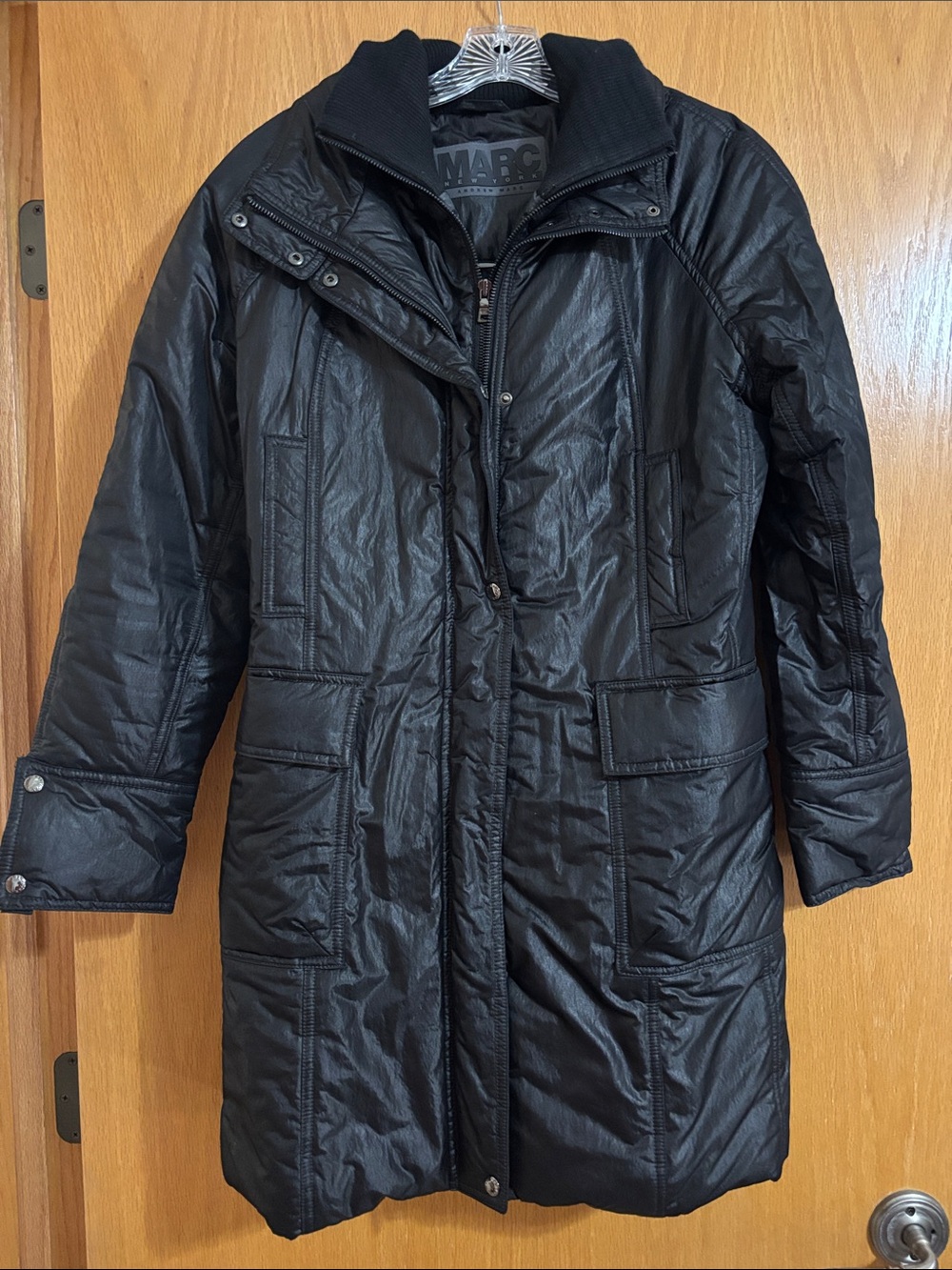 Marc New York Black Long Quilted Puffer Coat